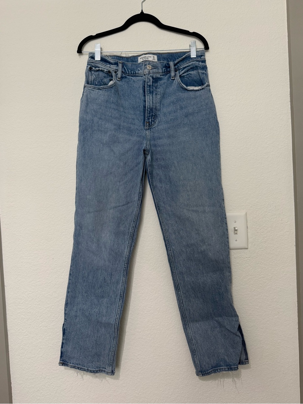 Abercrombie & Fitch Distressed Light Blue Straight-Leg Jeans